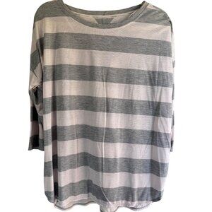 Calvin Klein Performance Bold Striped Long-Sleeve Top XL Gray & White New